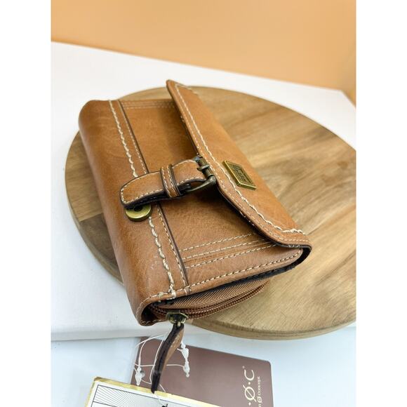 b.o.c Born Concept Clutch Wallet dark tan Faux Leather Snap NWT - Picture 16 of 16